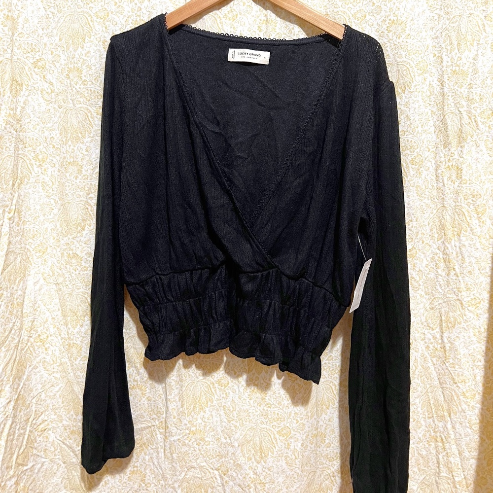 LUCKY Brand black long sleeve top